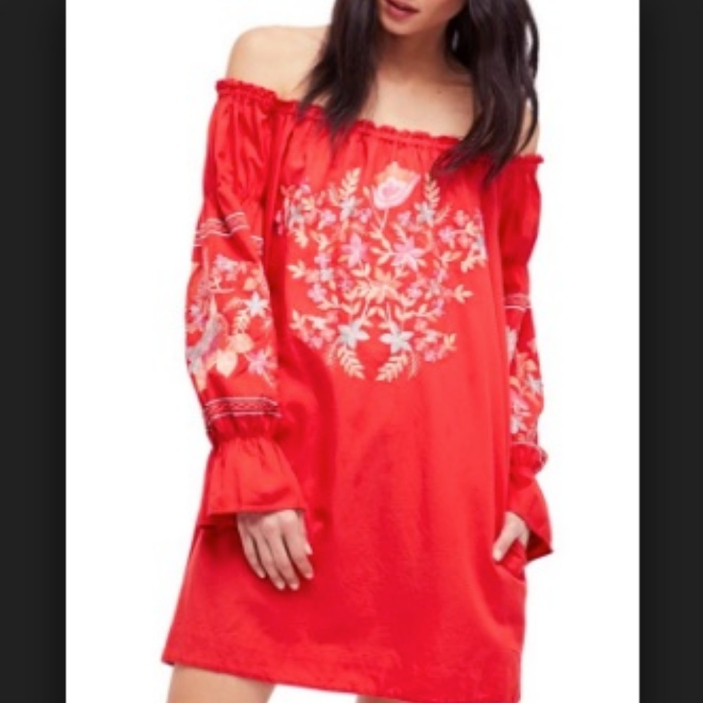 FREE PEOPLE RED SHIFT DRESS
